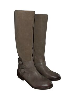 Women's Tall Buckle Strap Riding Boots - Taupe